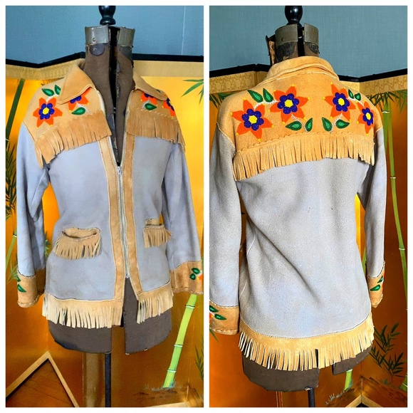 Vintage 1970s Suede Beaded Jacket - Picture 1 of 9